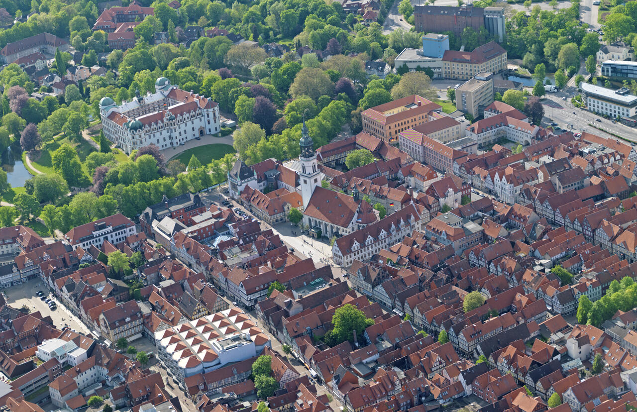 Luftaufnahme von der Altstadt von Celle